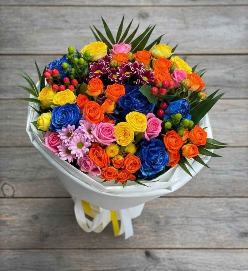 Букет цветов из: Розы и Хризантемы в Кировске Мурманской области