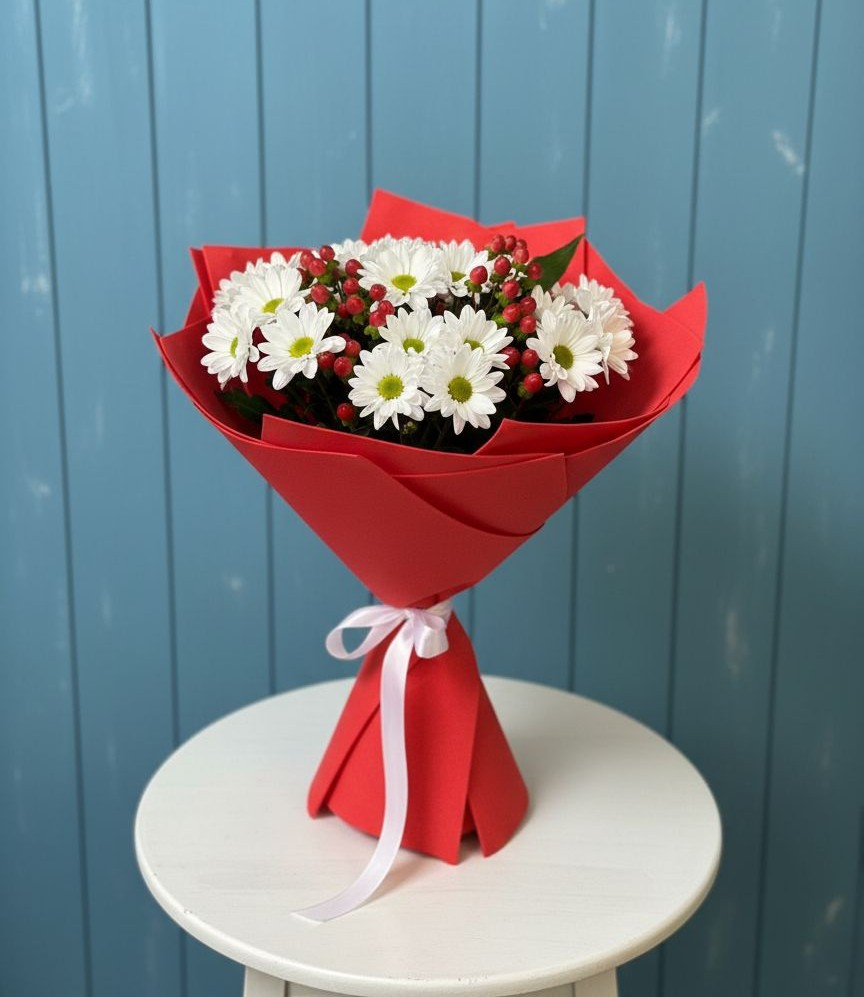 Букет цветов из: Хризантемы в Кировске Мурманской области