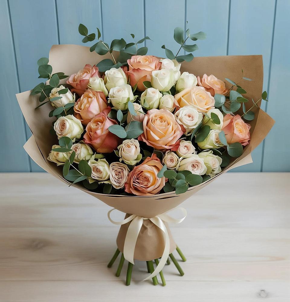 Букет цветов из: Альстромерии и Розы в Кировске Мурманской области