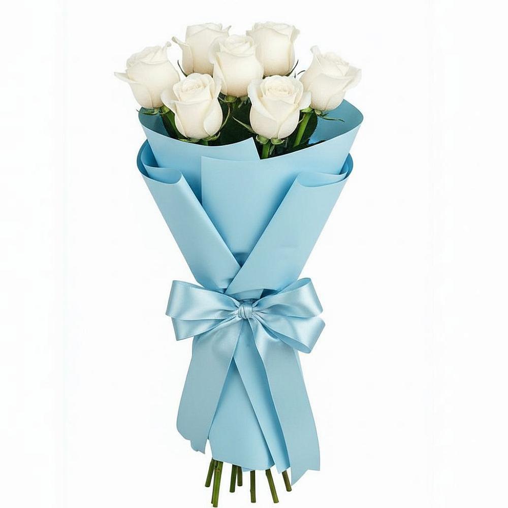 Букет 7 белых роз Проуд в Кировске Мурманской области