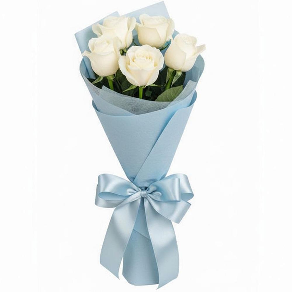 Букет 5 Белых роз Проуд в Кировске Мурманской области