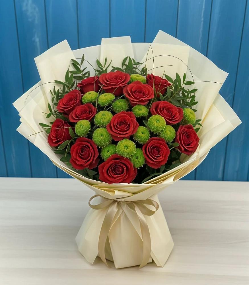 Букет цветов из: Розы и Хризантемы в Кировске Мурманской области